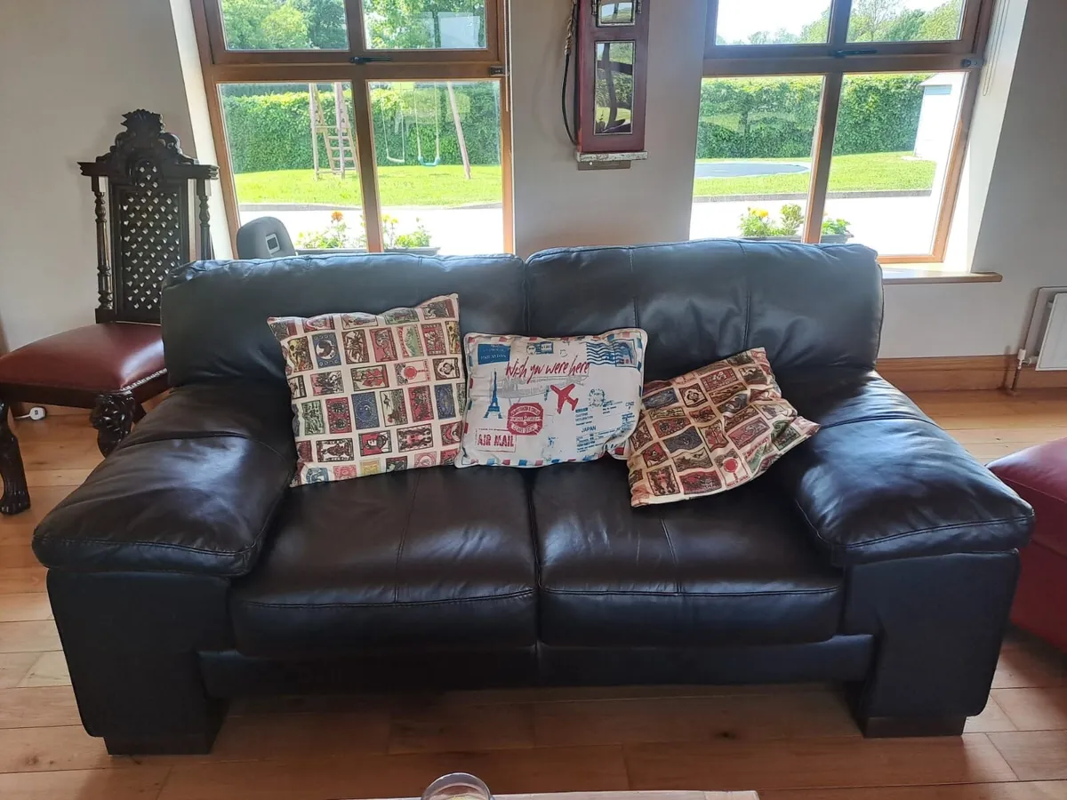 3 x Leather Sofas brand new and footstool - Image 2