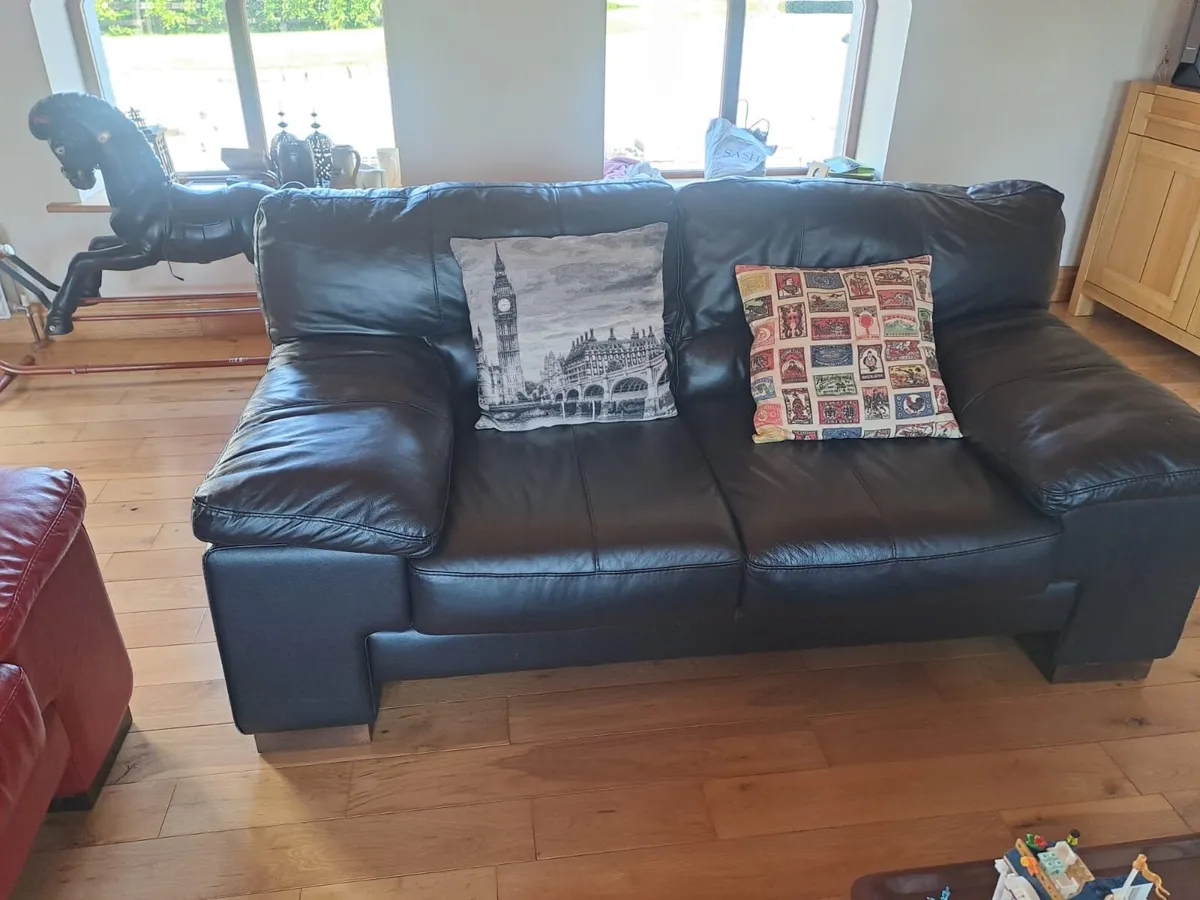 3 x Leather Sofas brand new and footstool - Image 4