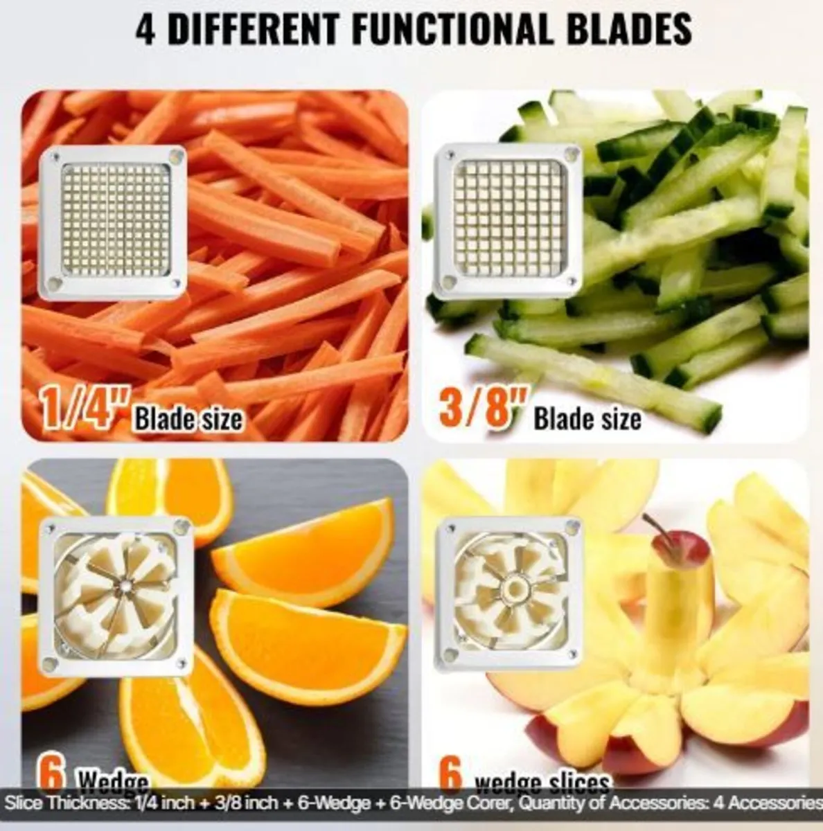 Commercial French Fry Cutter with 4 Replacement Bl - Image 2