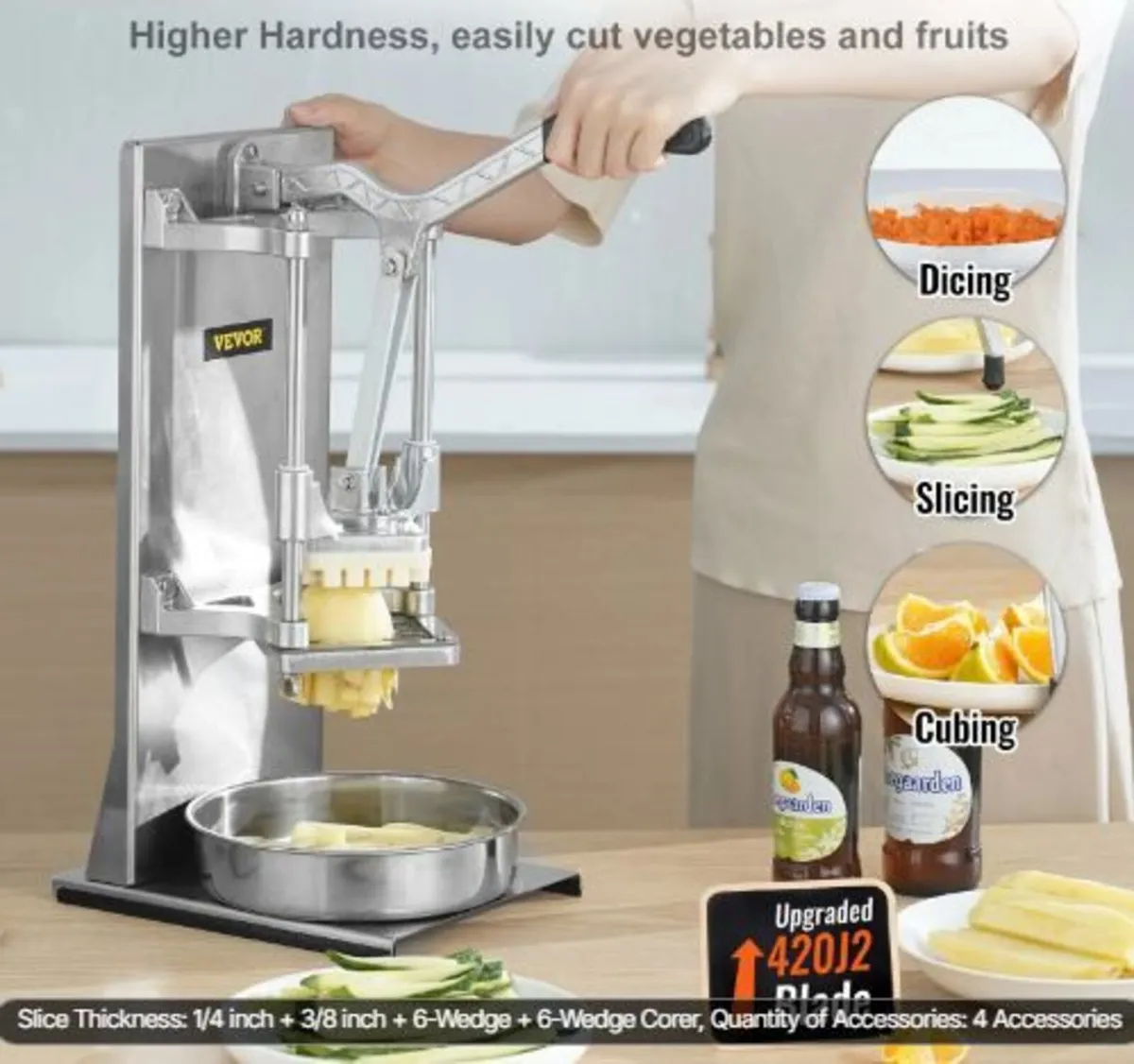 Commercial French Fry Cutter with 4 Replacement Bl - Image 3