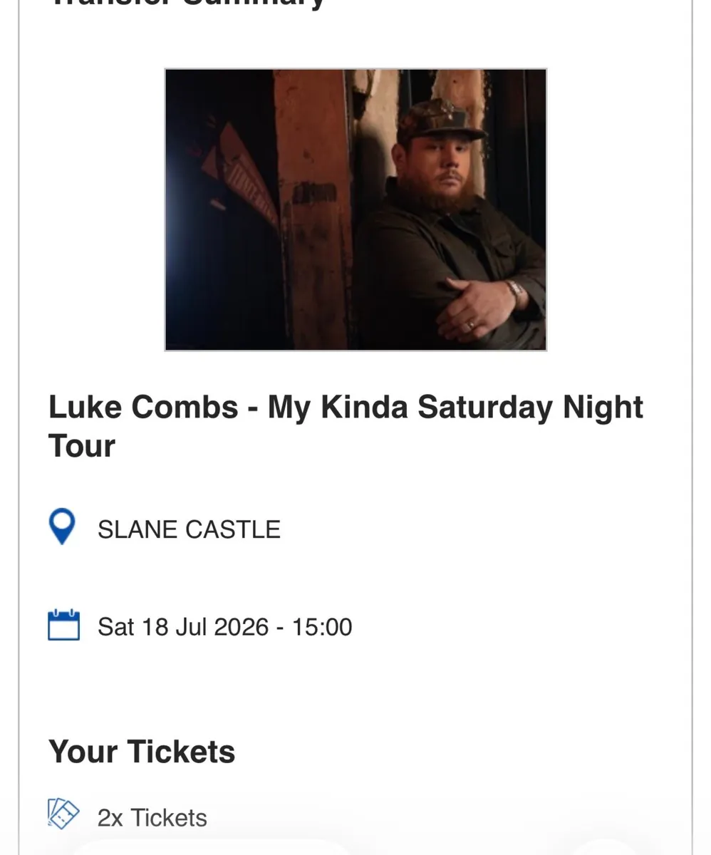 2 x Luke combs tickets