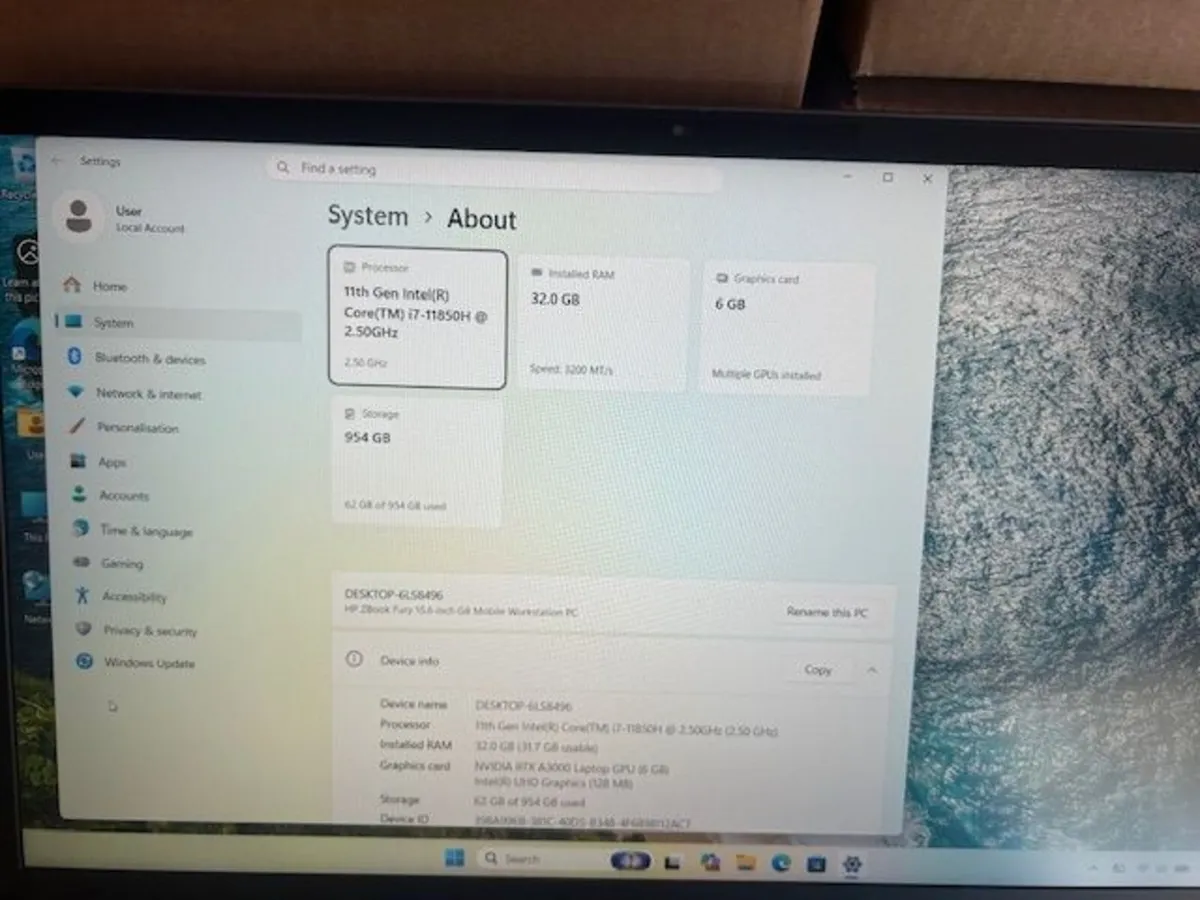 HP zBook Fury G8 Workstation-32GB Ram i7 6GB Graph - Image 3