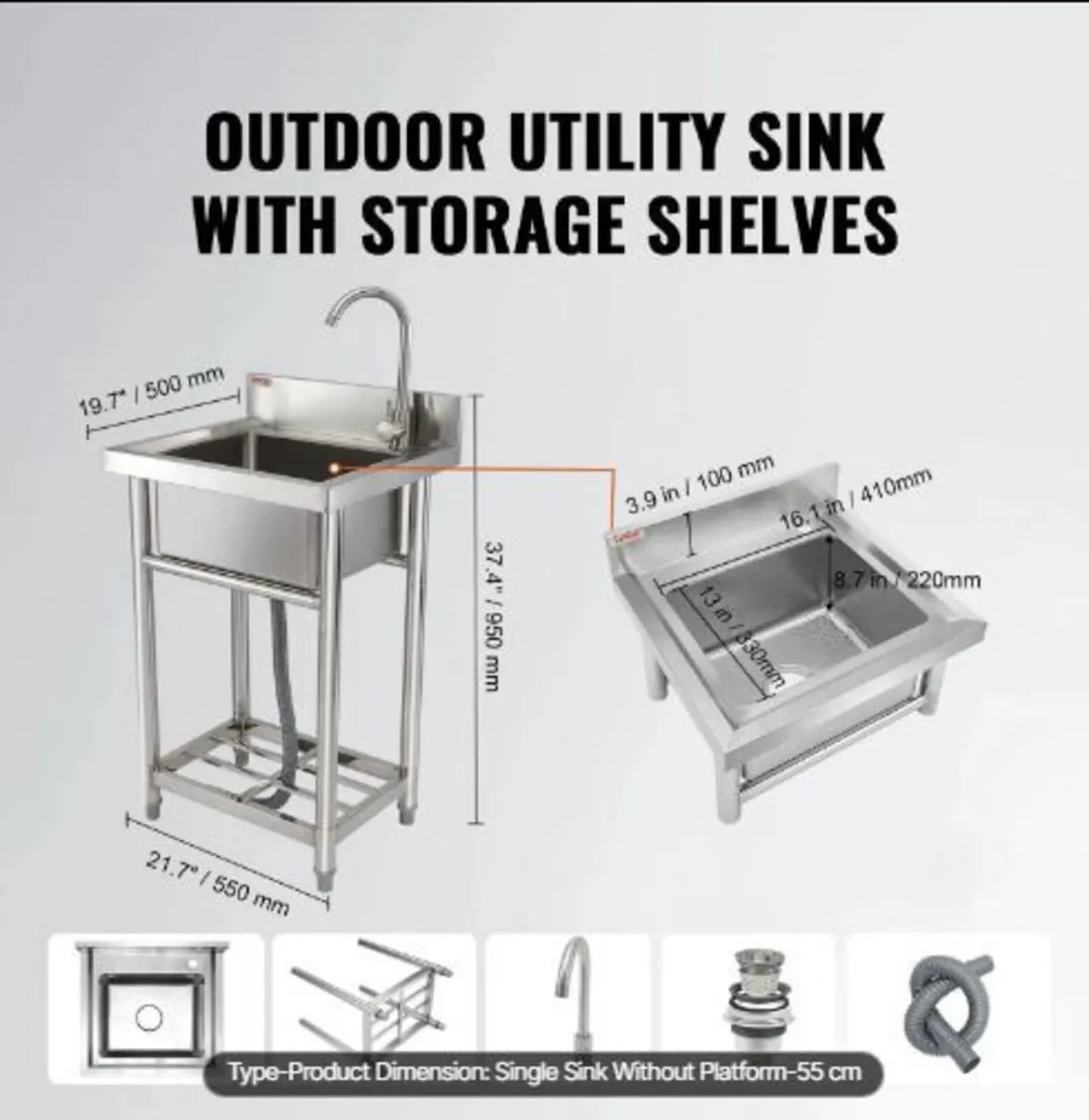 Stainless Steel Utility Sink - Image 3