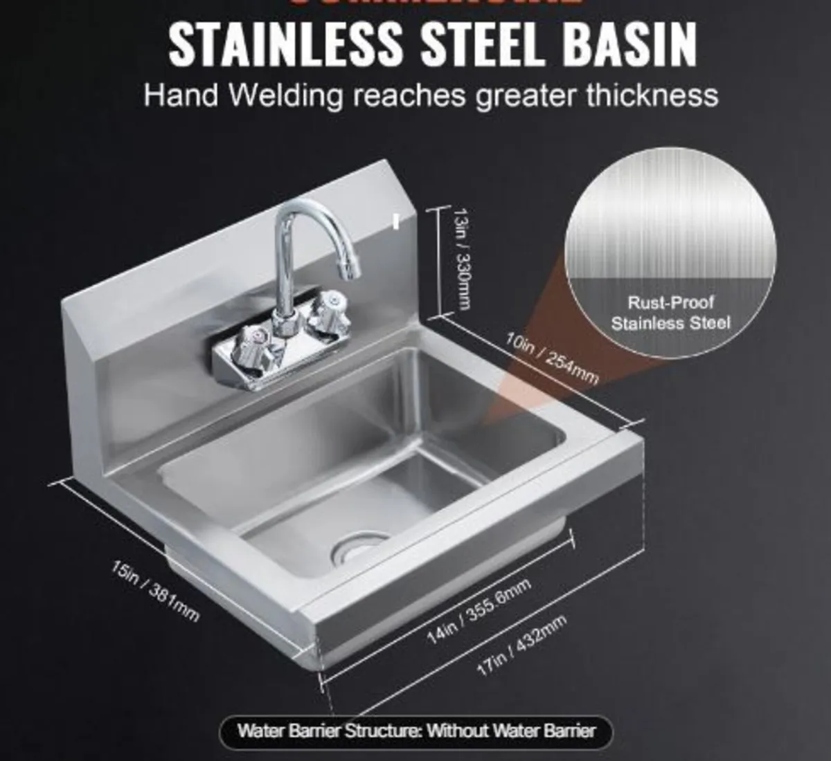 Commercial Hand Sink with Faucet - Image 1