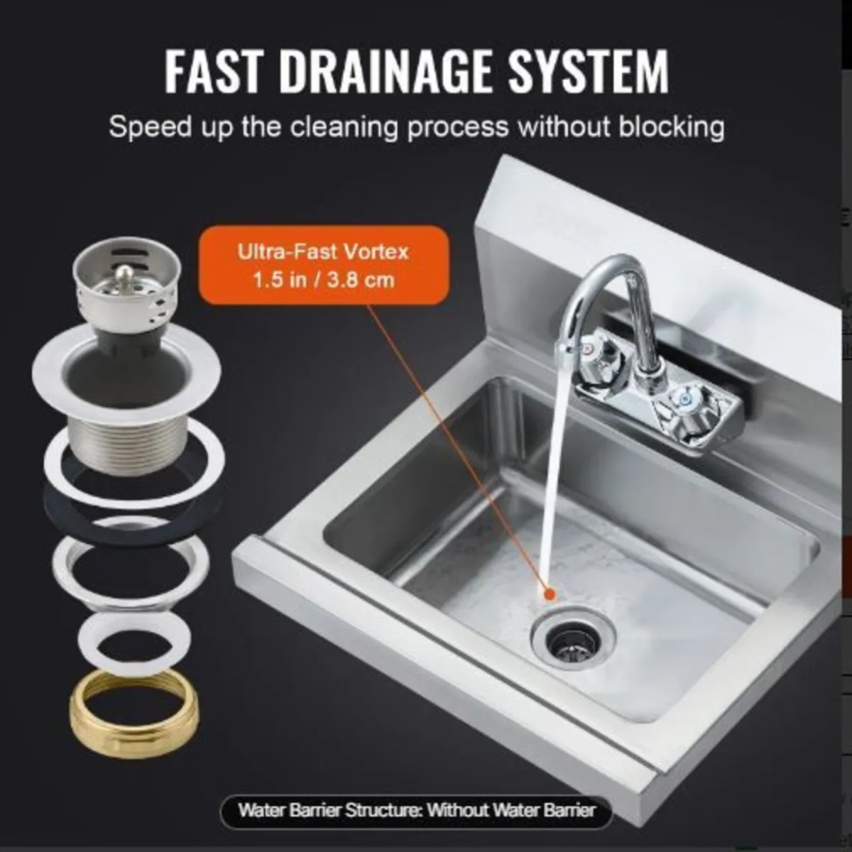 Commercial Hand Sink with Faucet - Image 3
