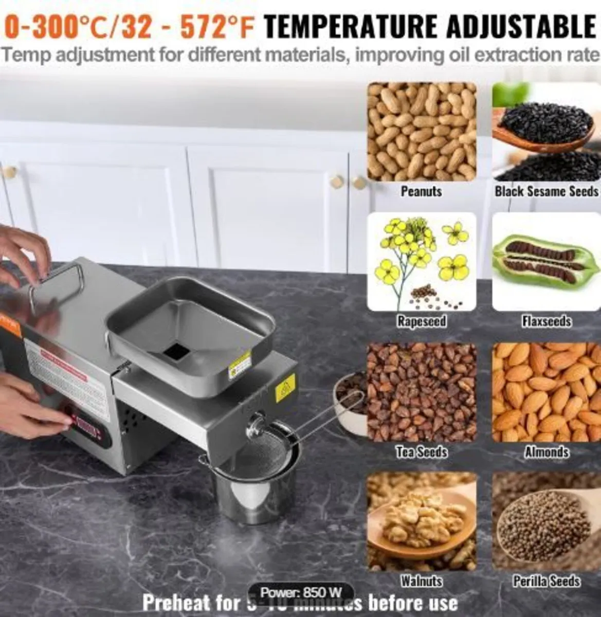 Electric Oil Press Machine, 850W Stainless - Image 4
