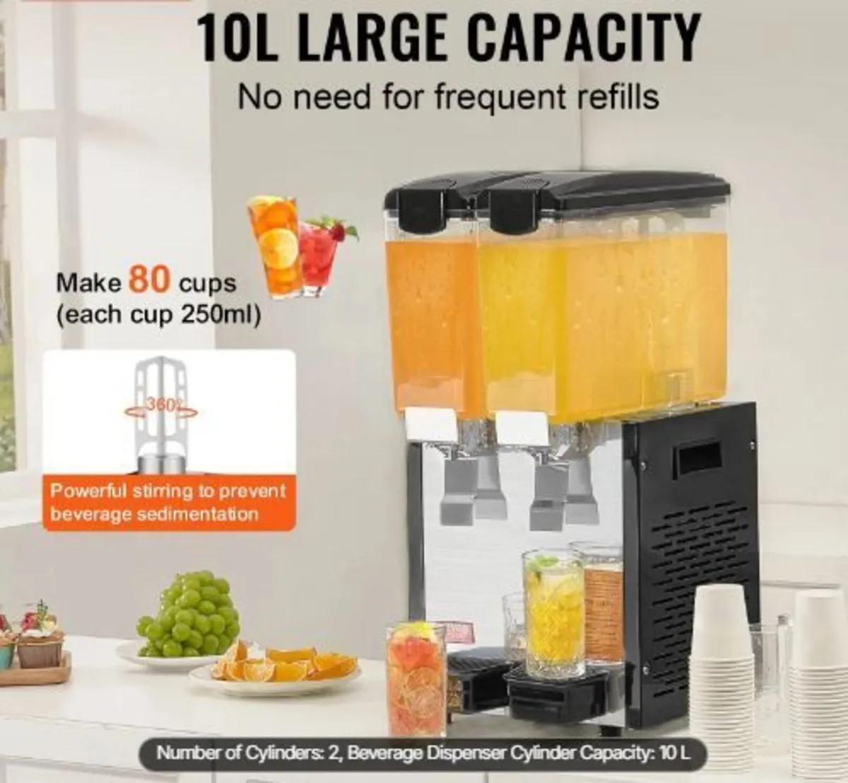 Commercial Beverage Dispenser, 2 Tanks 10 L Per - Image 3