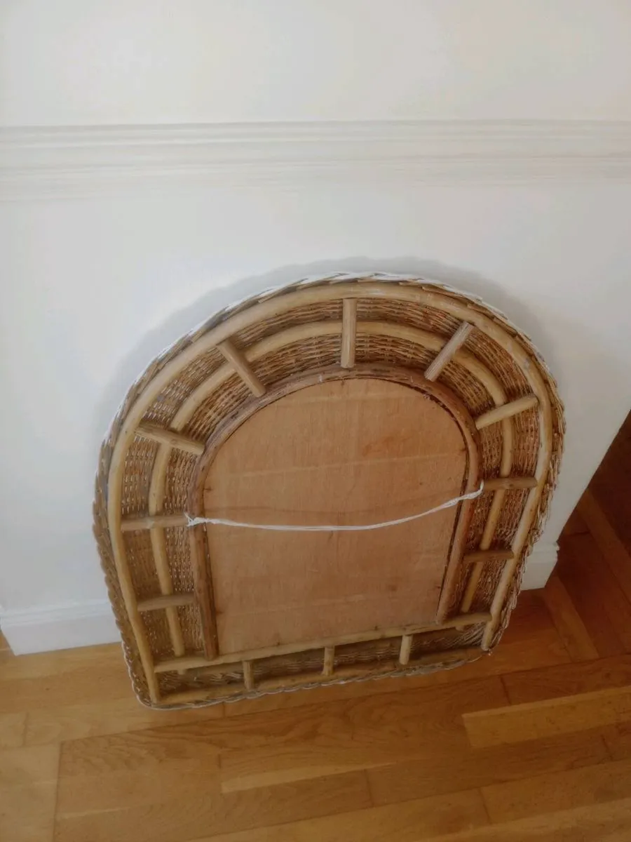 White rattan style mirror - Image 2