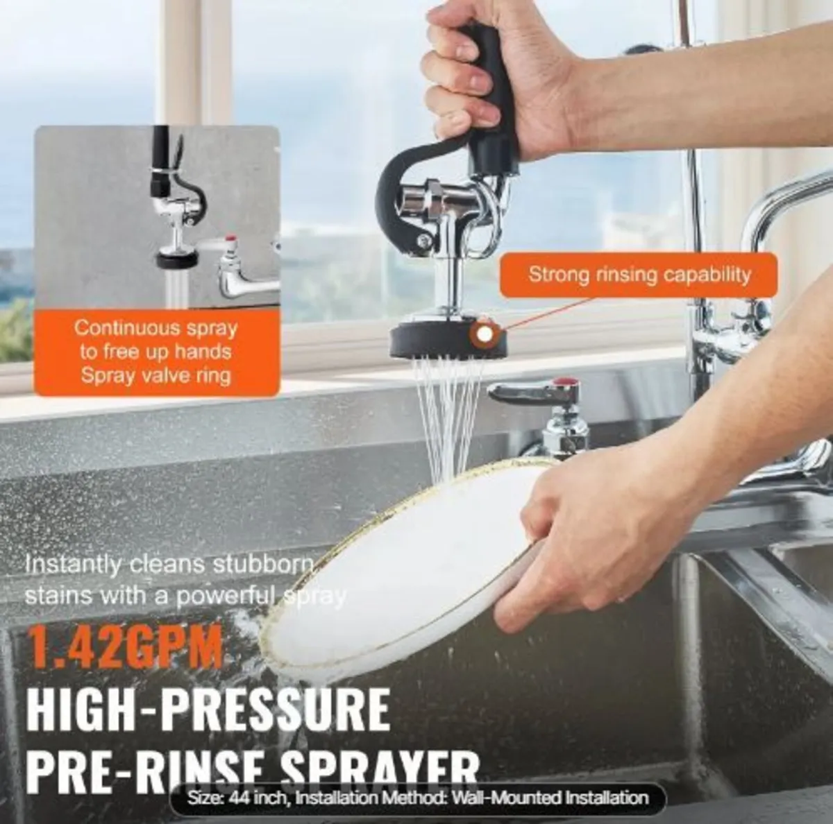 Commercial Faucet with Pre-Rinse Sprayer - Image 2