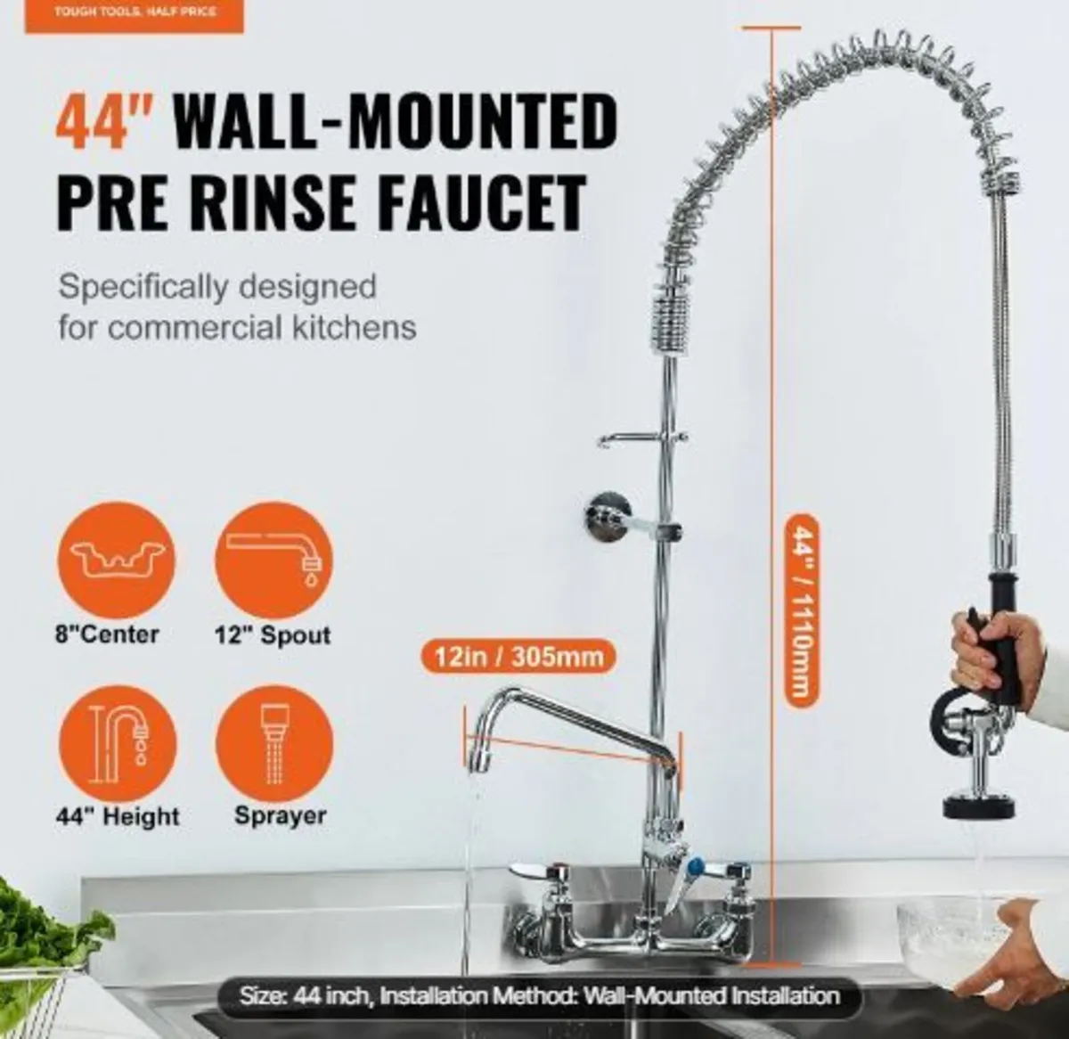 Commercial Faucet with Pre-Rinse Sprayer - Image 3