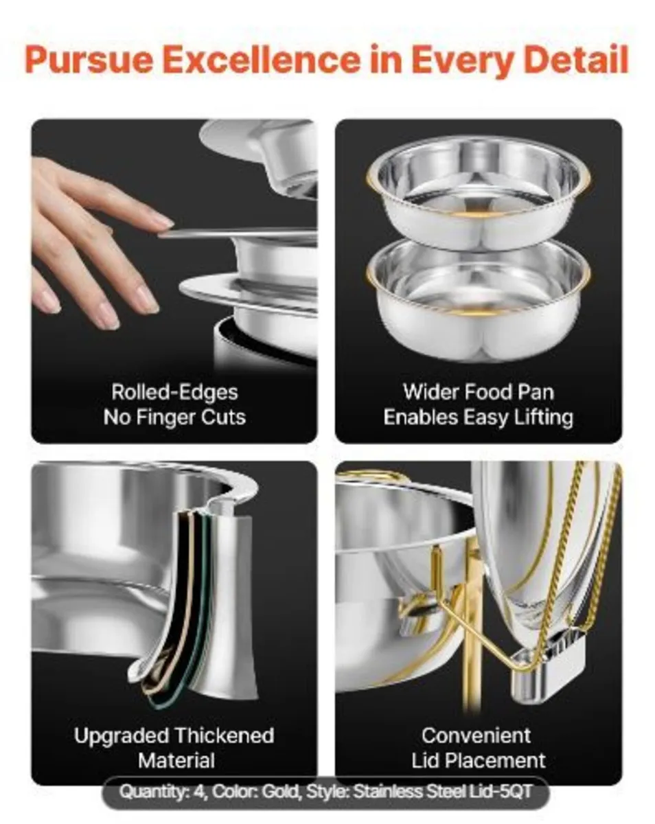 Chafing Dish Buffet Set, 5 Qt 4 Pack - Image 2