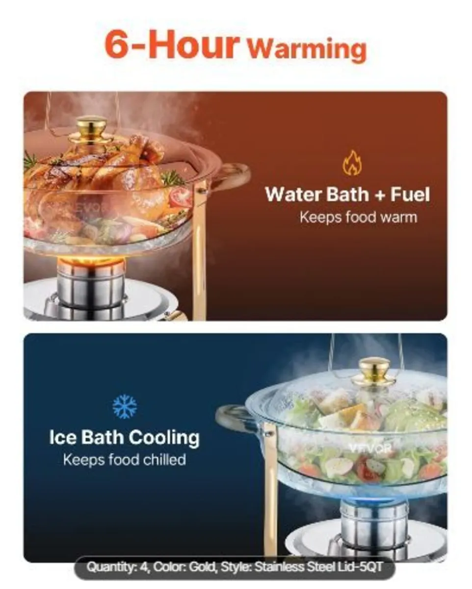 Chafing Dish Buffet Set, 5 Qt 4 Pack - Image 3
