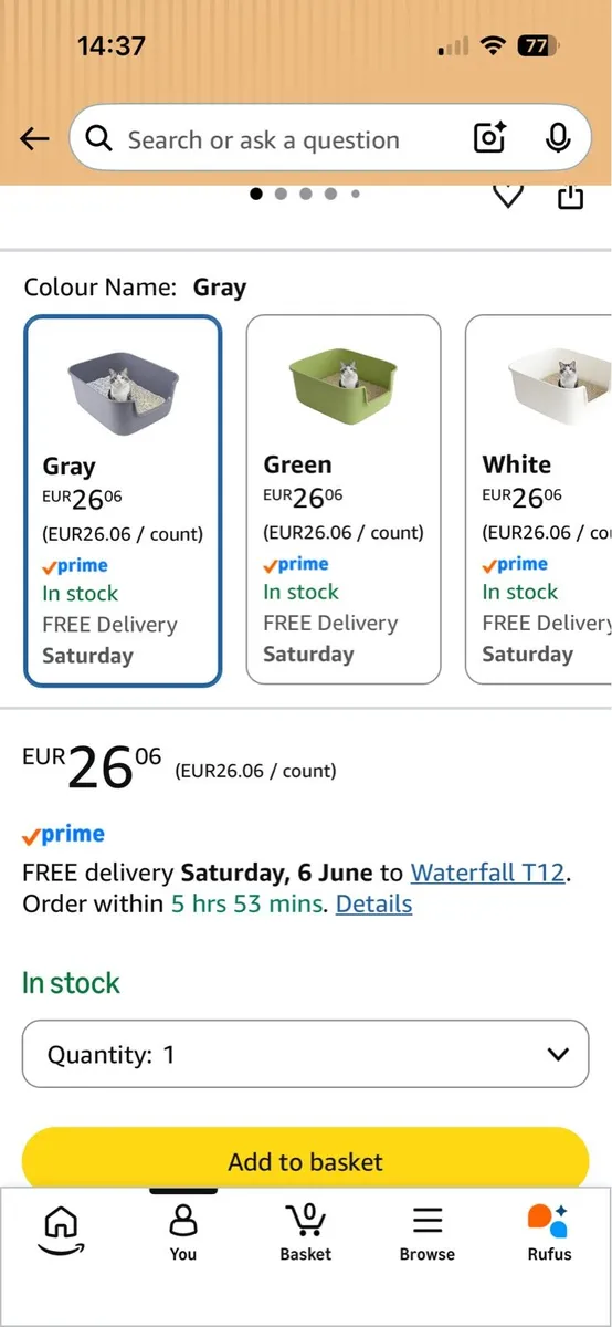 Grey high sided cat litter box - Image 4