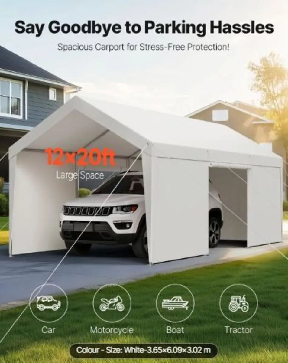 Carport, 12 x 20 FT Outdoor Car Canopy - Image 2