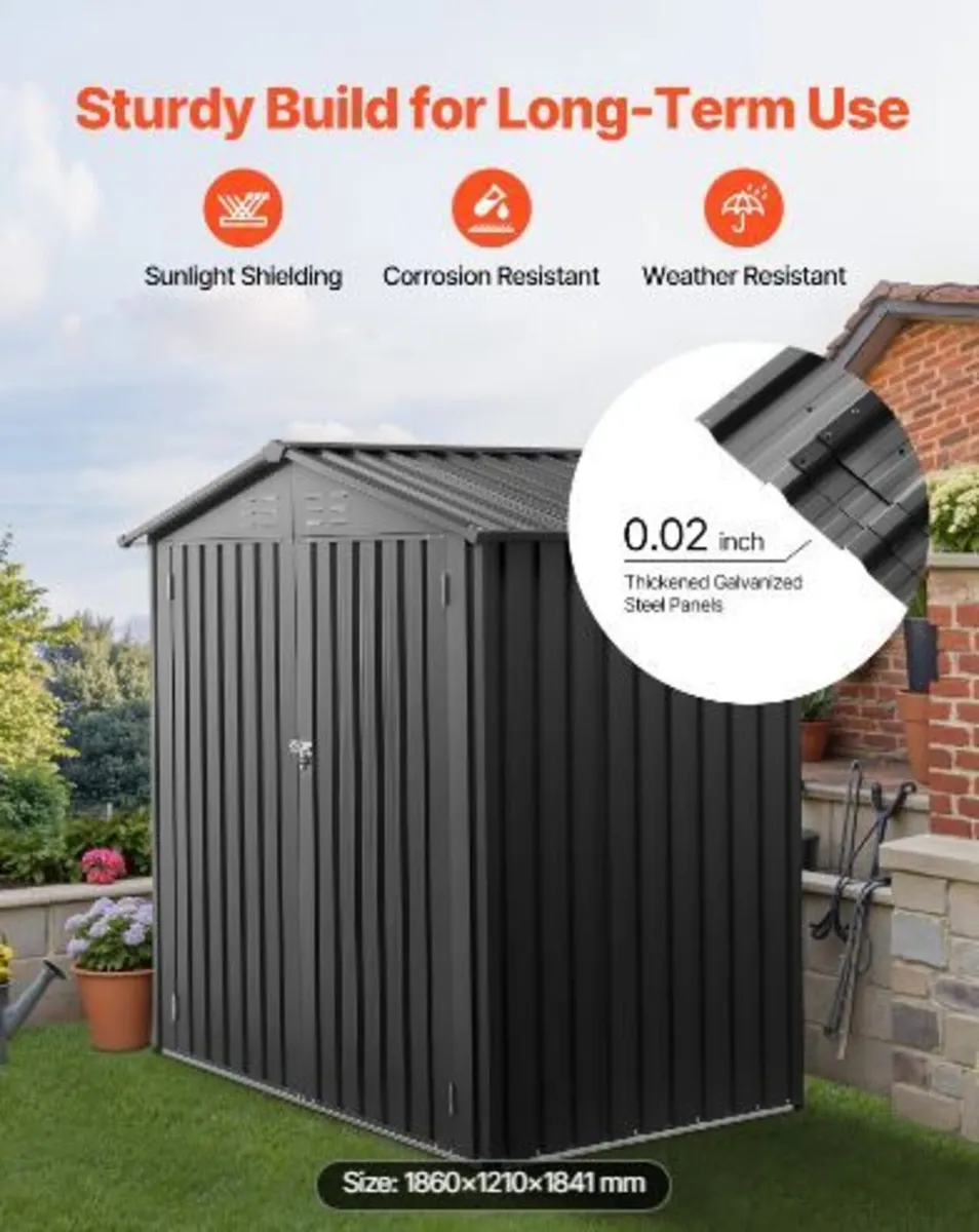 1860 x 1210 x 1841 mm Metal Garden Shed - Image 3