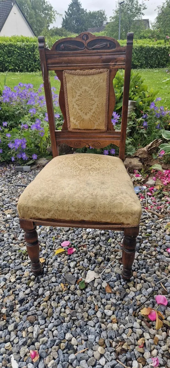 Upholstered Carved Chair on Castors - Image 1