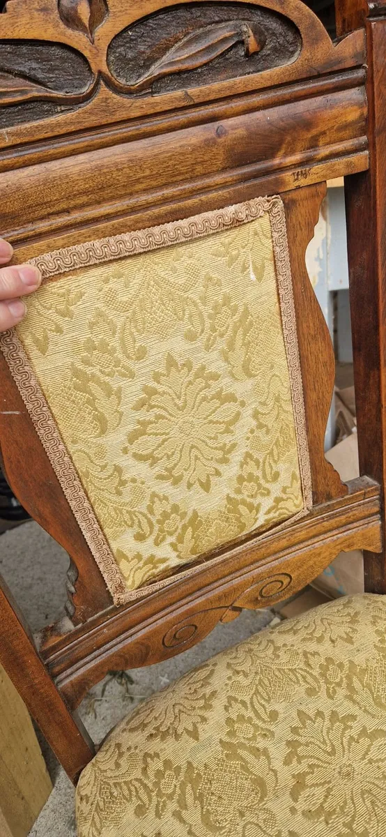 Upholstered Carved Chair on Castors - Image 2
