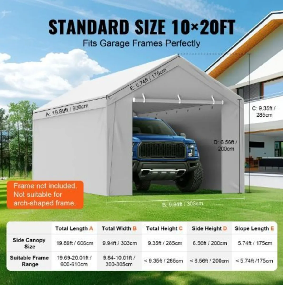 Carport Replacement Canopy Cover Top + Side Wall - Image 3