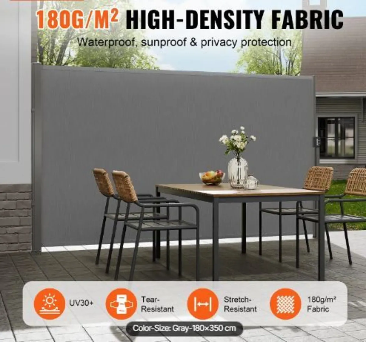Retractable Side Awning, 71''x 138'' Outdoor - Image 2