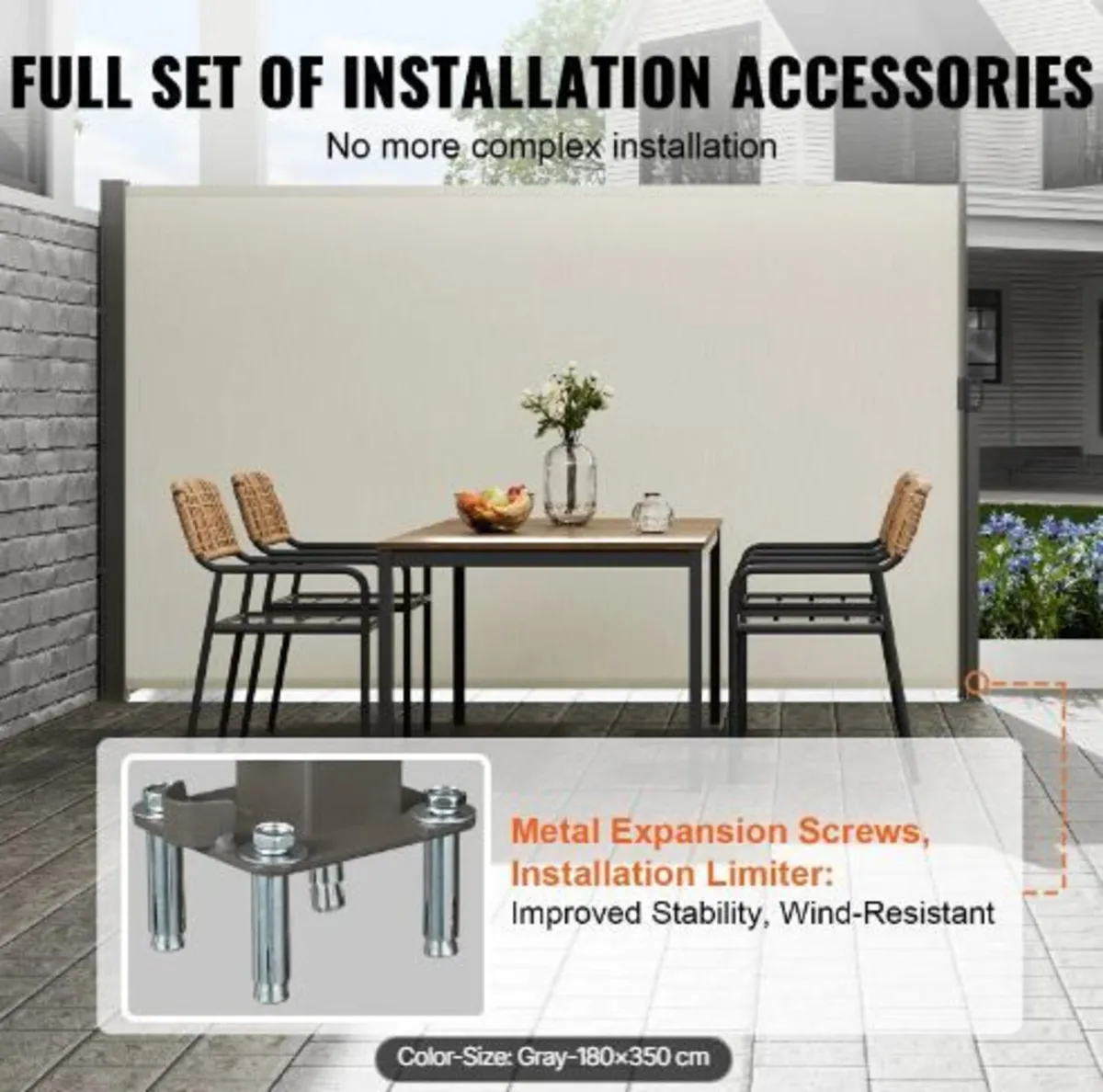 Retractable Side Awning, 71''x 138'' Outdoor - Image 3