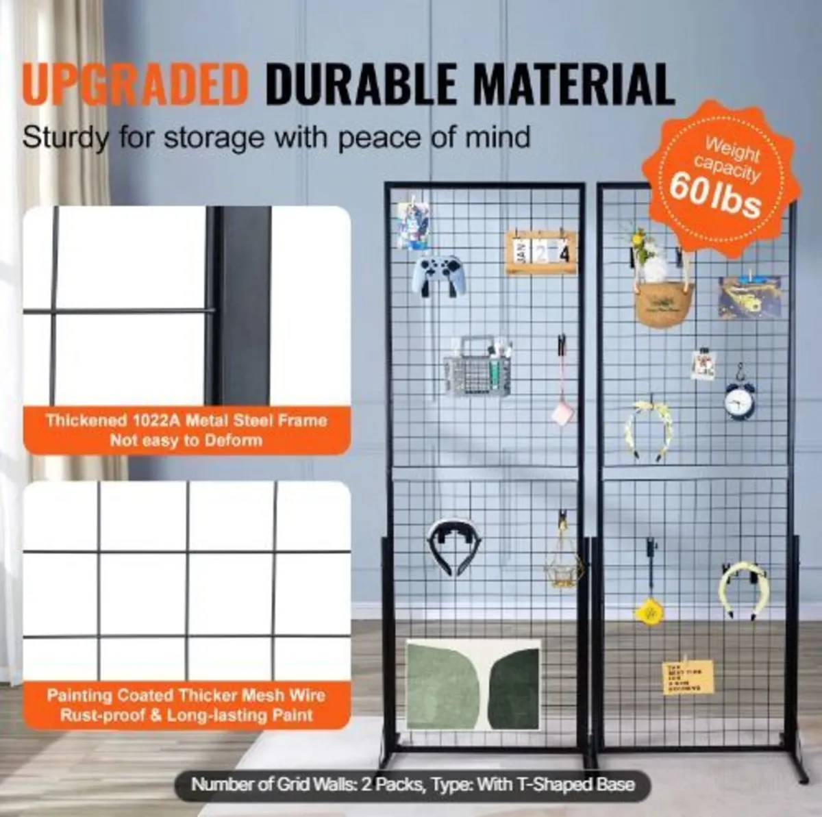 61 x170.7 cm Grid Wall Panels Tower, 2 Packs - Image 2