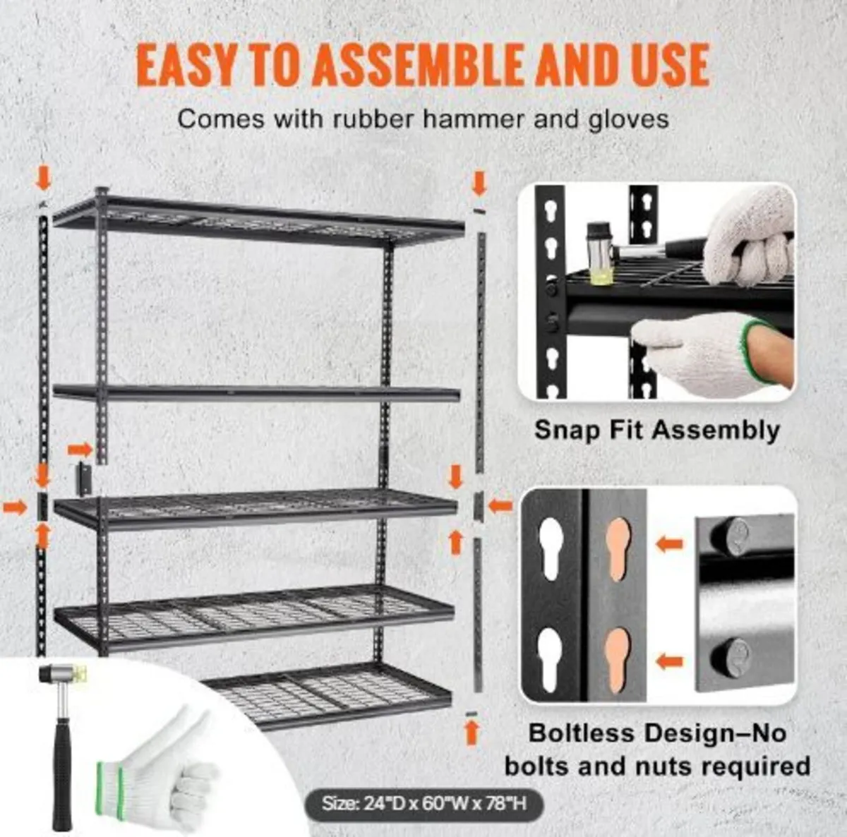 Storage Shelving Unit, 5-Tier Adjustable - Image 3