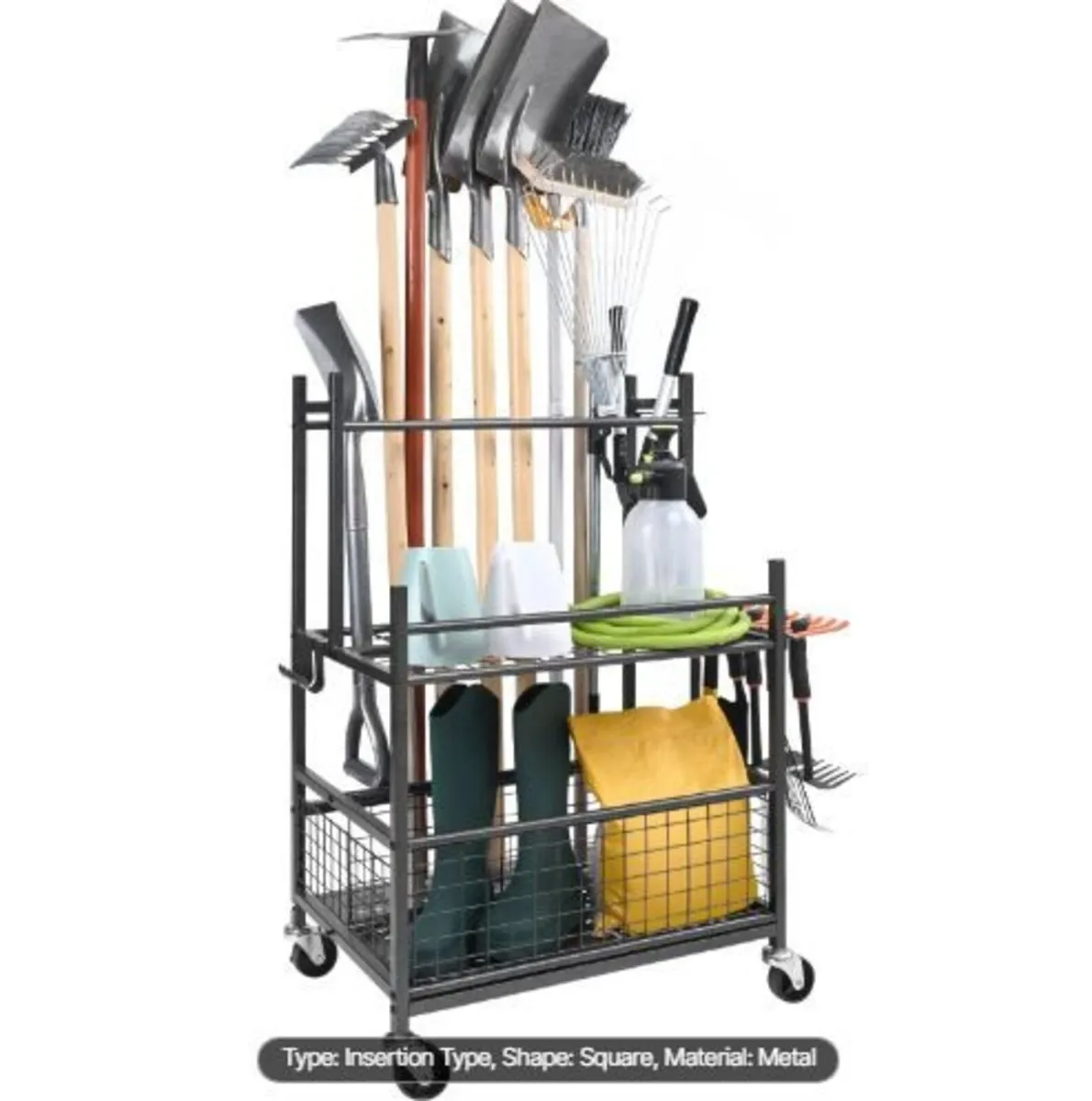 Garden Tool Organizer, 16 Slots with Hooks - Image 3