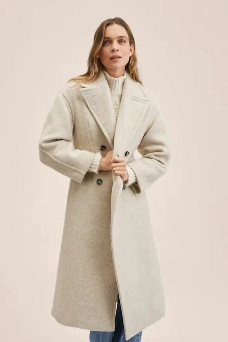 Mango Classic winter coat in sand/beige - Image 2