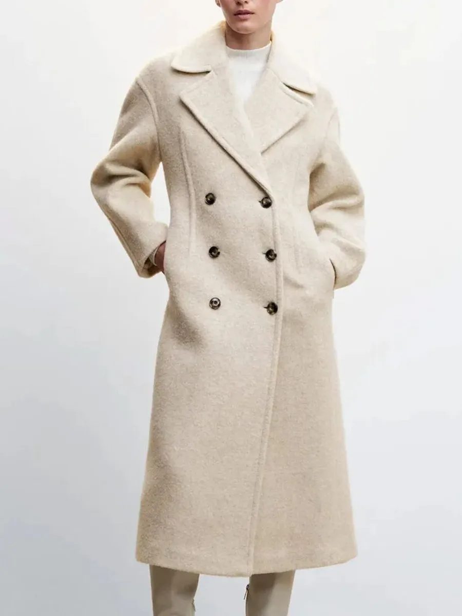Mango Classic winter coat in sand/beige - Image 3