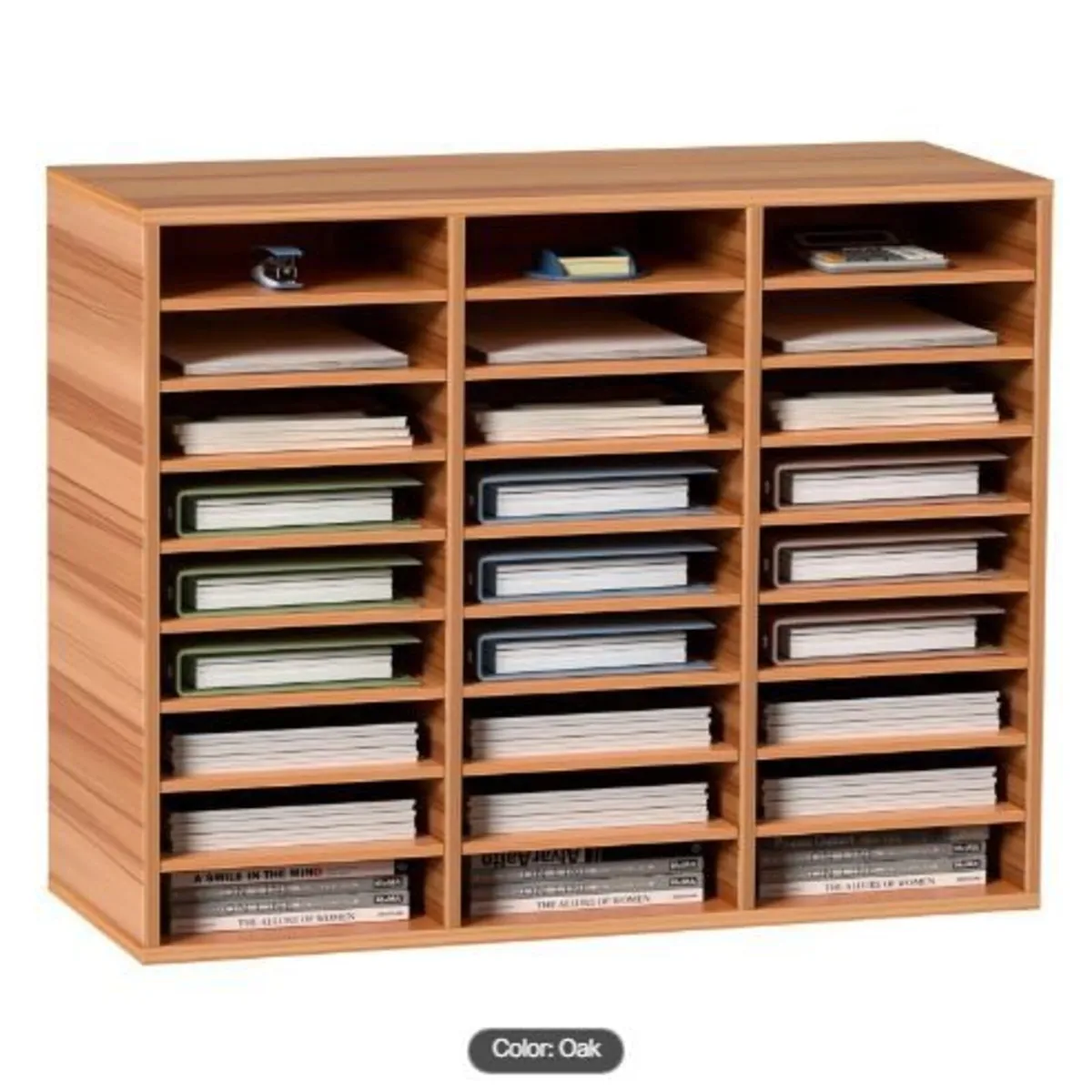 27 Compartments Wood Literature Organizer - Image 4