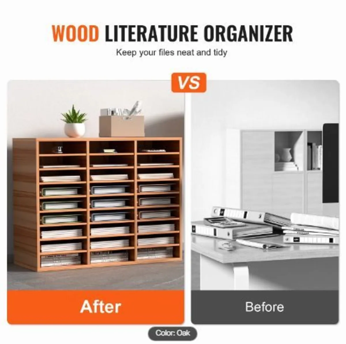 27 Compartments Wood Literature Organizer - Image 3