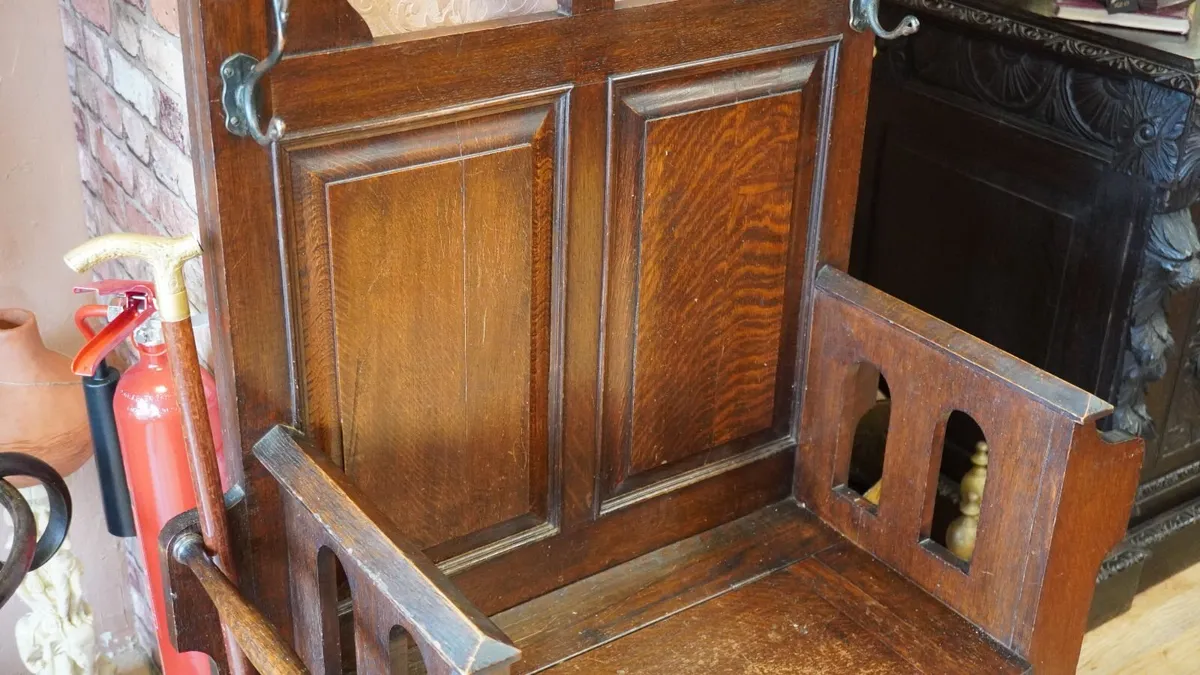 Antique Arts & Crafts Oak Hall Stand - Image 4