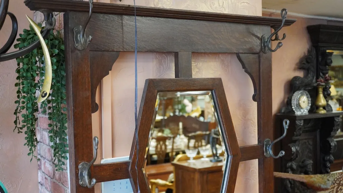 Antique Arts & Crafts Oak Hall Stand - Image 3