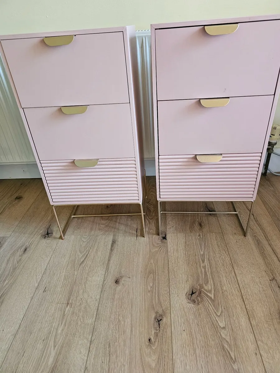 Pink Bedside lockers, curtains, throws cushions - Image 2