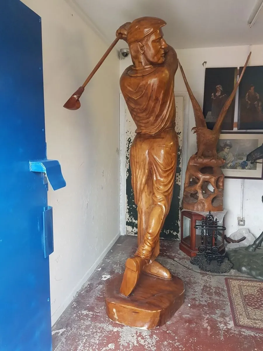 Larger Than Life Teak Golfer  (8'3" Tall) - Image 4