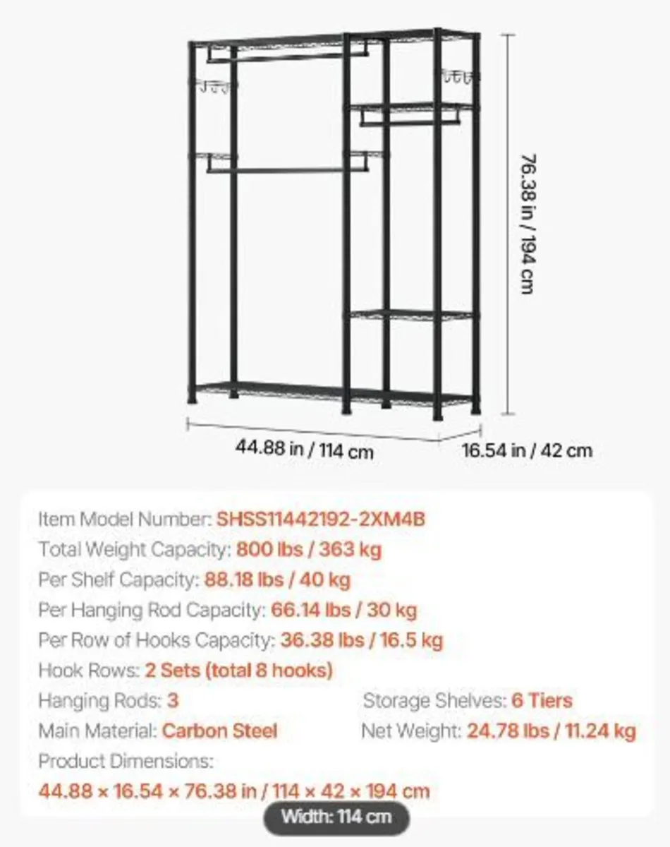 Clothing Garment Rack, Heavy Duty Clothes - Image 4