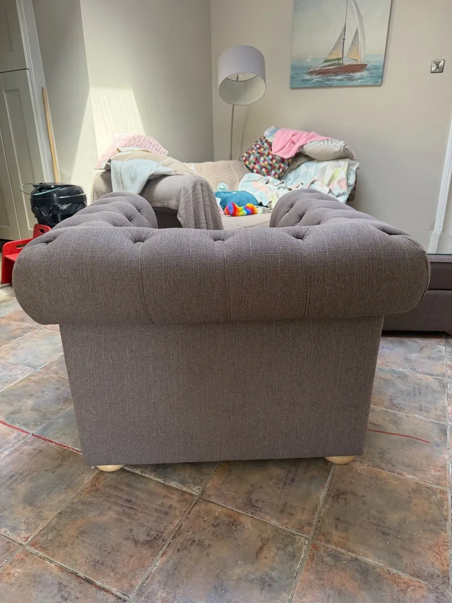 DFS Tufted Armchair & Matching Footstool - Image 3