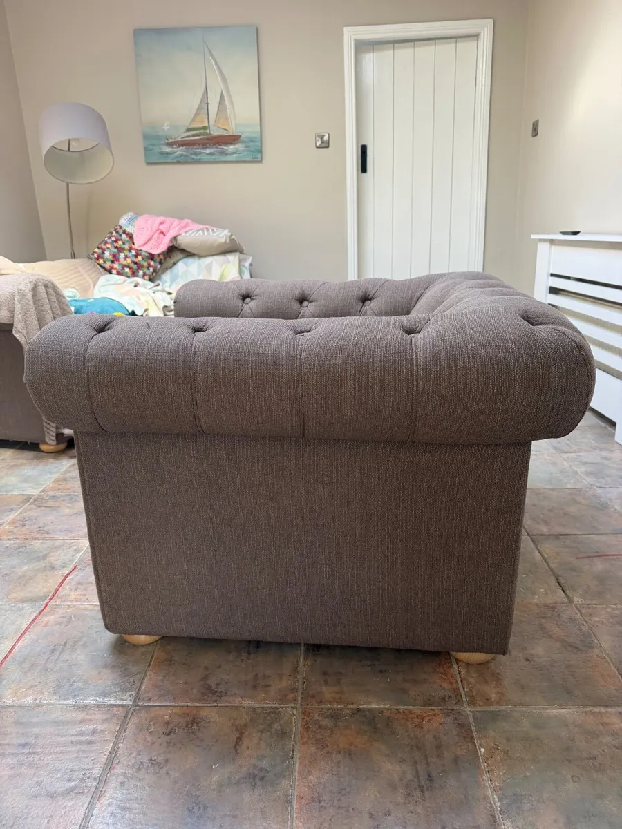 DFS Tufted Armchair & Matching Footstool - Image 4
