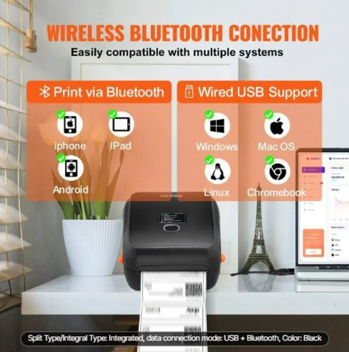 Thermal Label Printer, 300DPI for 4x6 Mailing Pack - Image 4