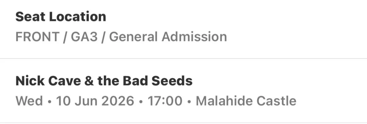 NICK CAVE and the Bad Seeds tickets x 2 - Image 3