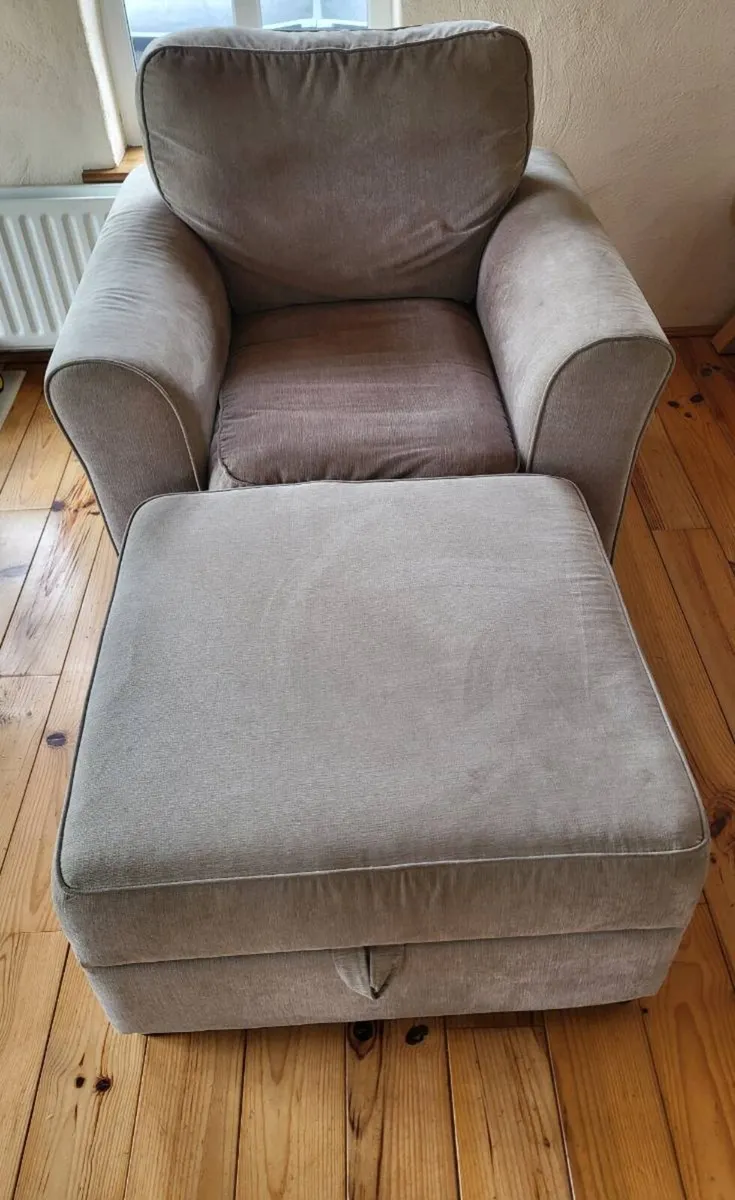 Sofa Set, 4 Seater, 3 Seater, Armchair, Footstool - Image 4