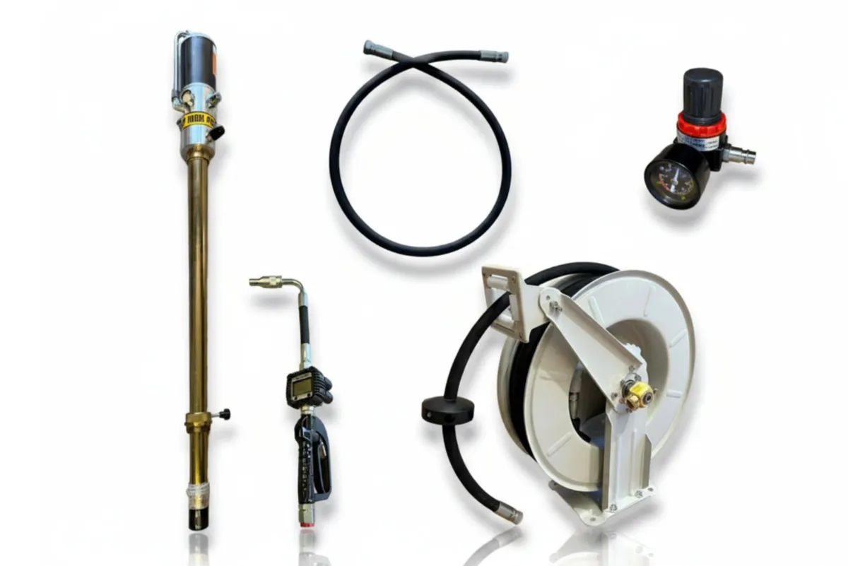 Oil Dispensing Pump with Retractable Reel - Image 1