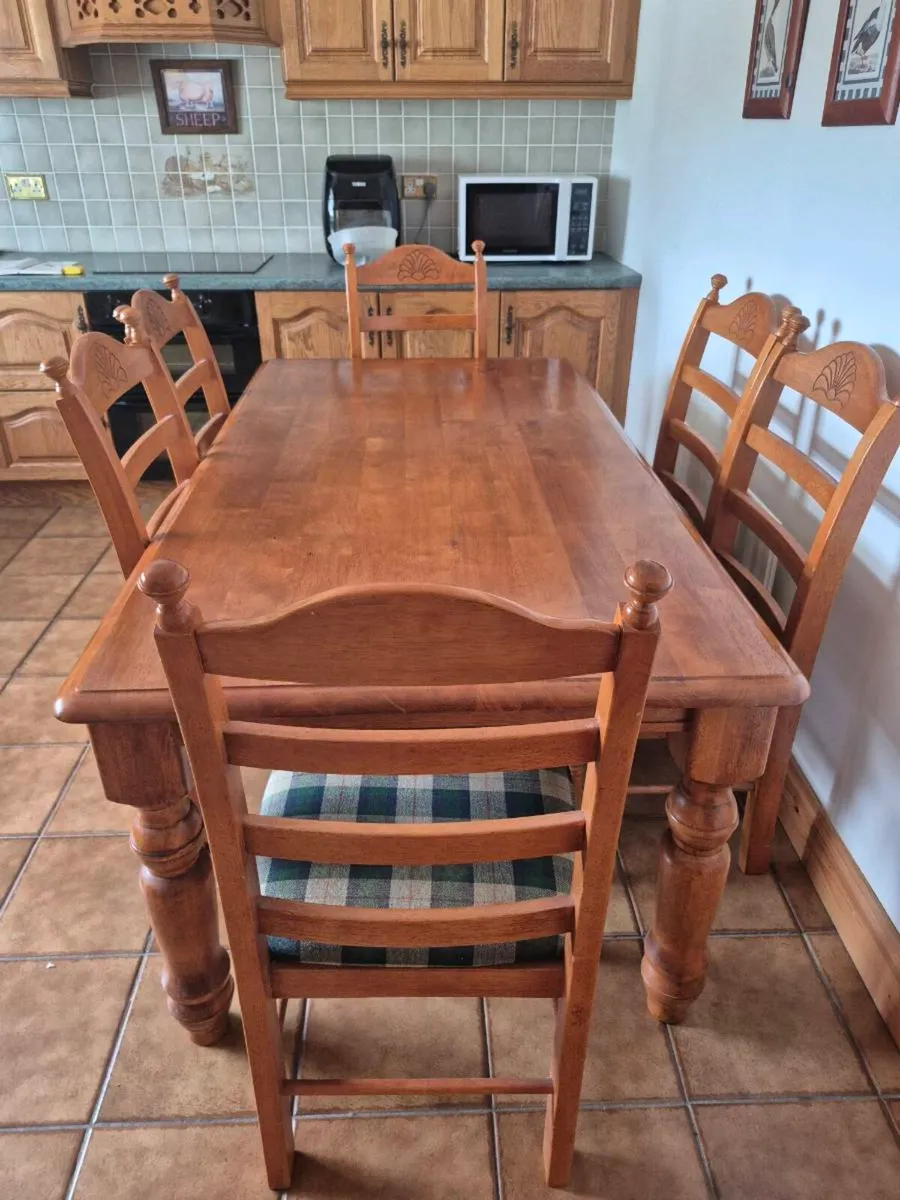 Solid Wood Table & 6 Ladder Chairs - Image 1