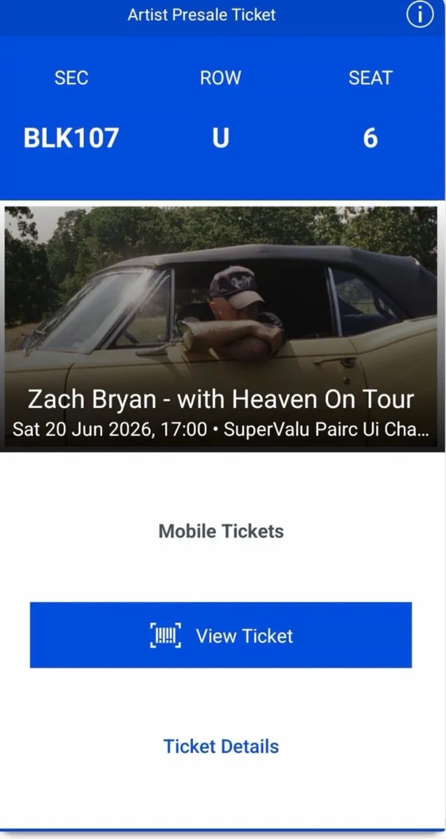 Zach Bryan Cork 20th June