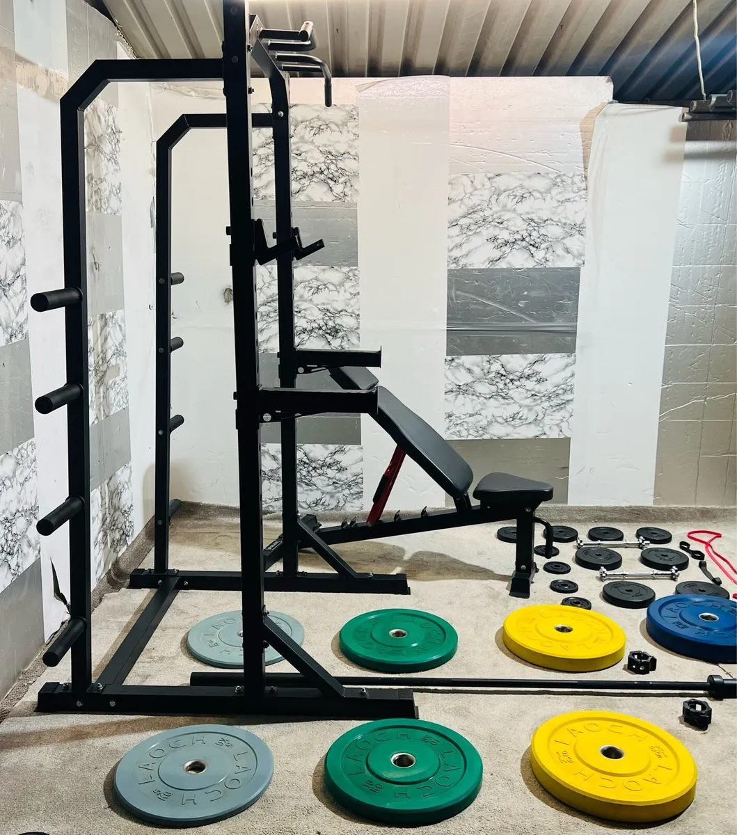 HALF RACK OLYMPIC WEIGHTS BAR DUMBBELLS BENCH - Image 2