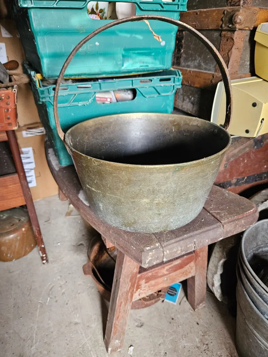 Vintage Antique Jam Pan Preserve Pot Brass - Image 1