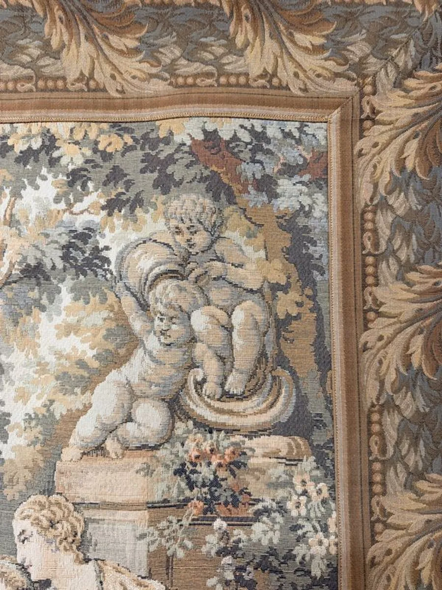 Mid-Century French Jacquard Pastoral Tapestry - Image 3