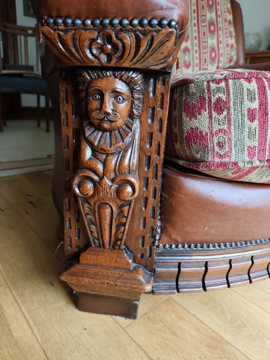 Antique Hand Carved Living Room Suite - Image 4