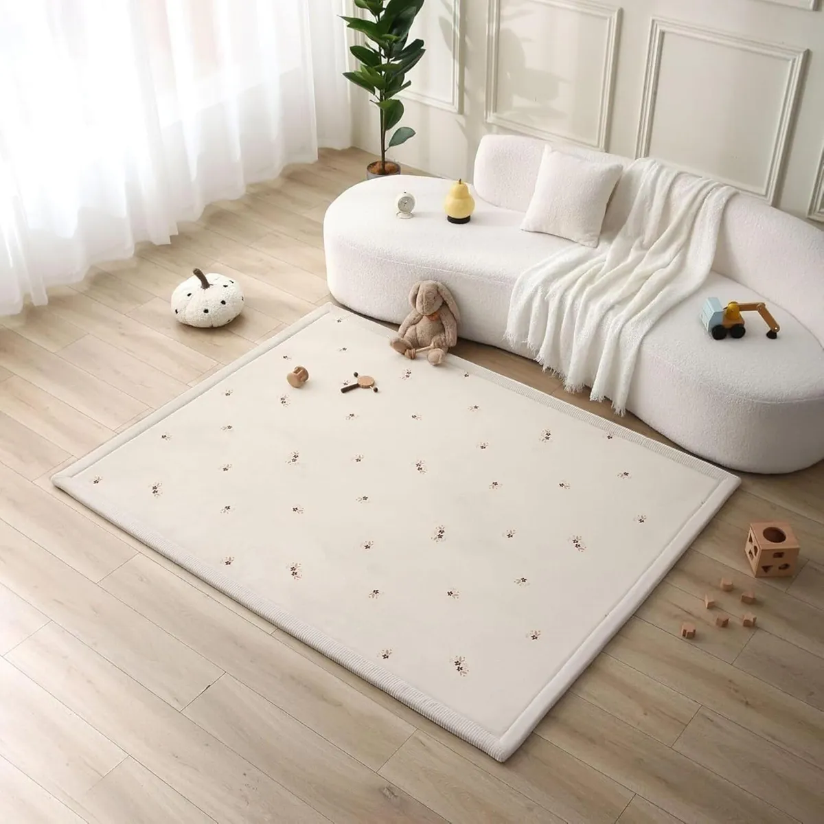 Cloud-soft baby play mat 200x150x2.5cm Floral - Image 1