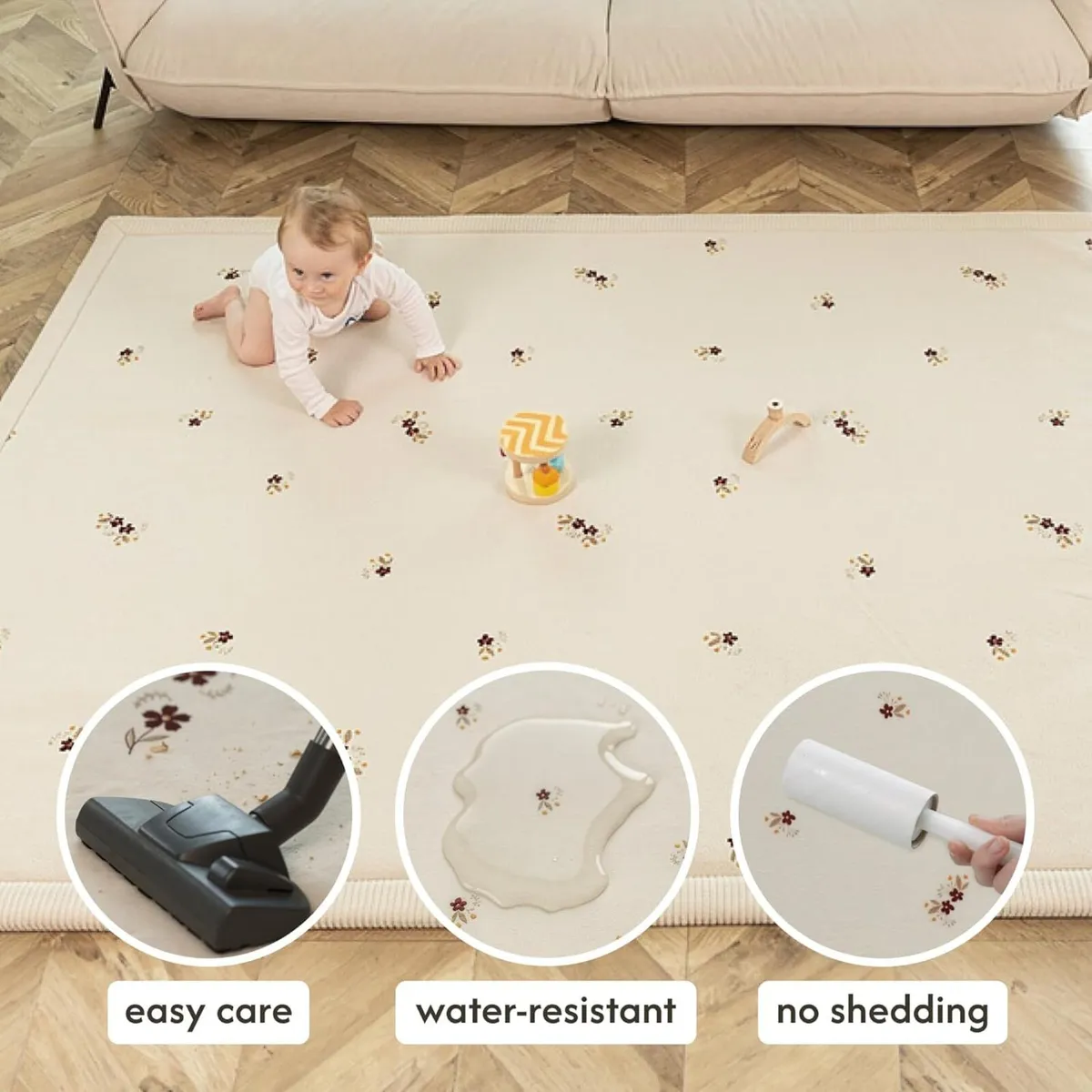 Cloud-soft baby play mat 200x150x2.5cm Floral - Image 4